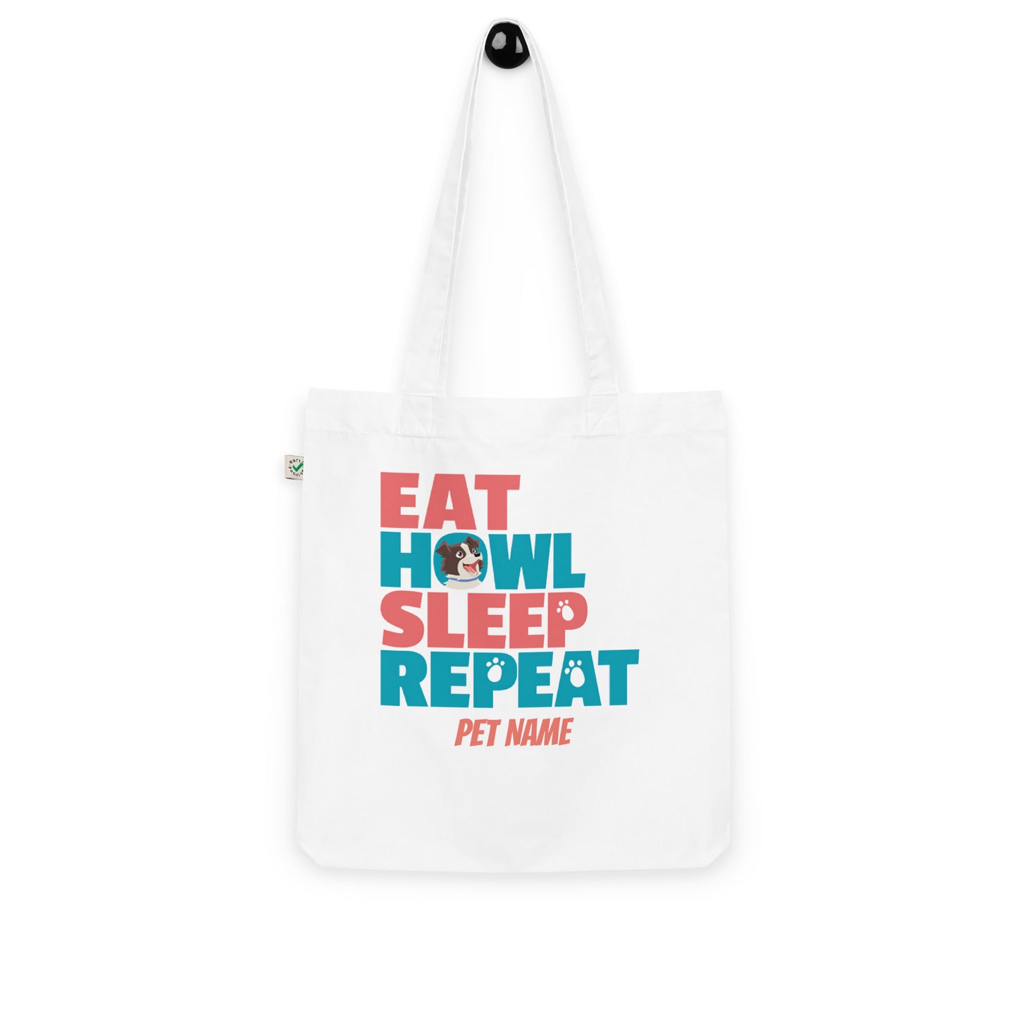 Border Collie (Black/White) - Eat Sleep Organic fashion tote bag