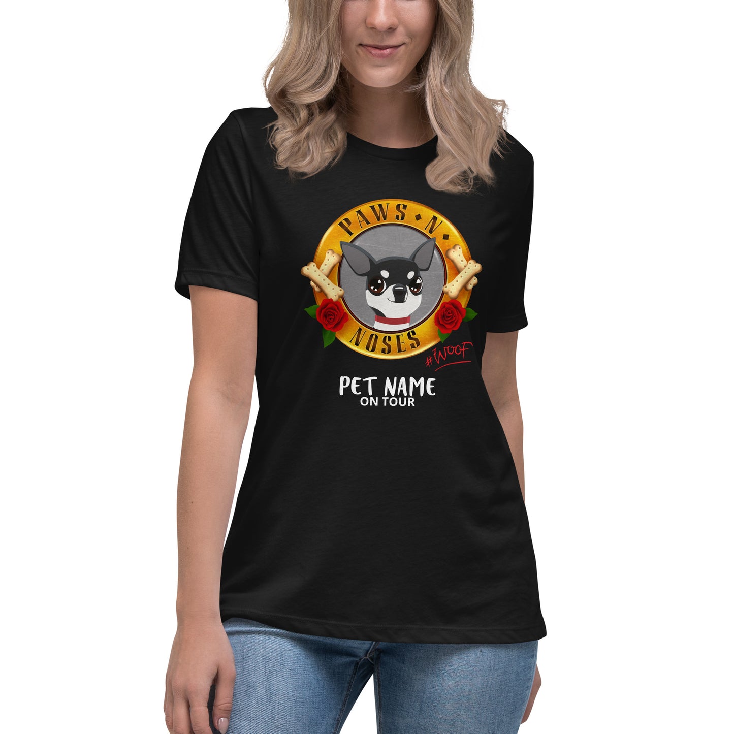Chihuahua (Black/White) -  Women's Paws 'n' Noses T-Shirt
