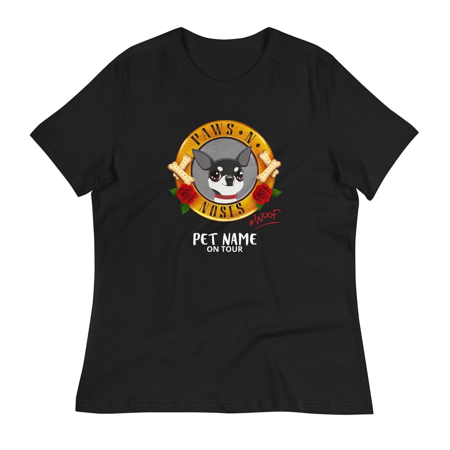 Chihuahua (Black/White) -  Women's Paws 'n' Noses T-Shirt