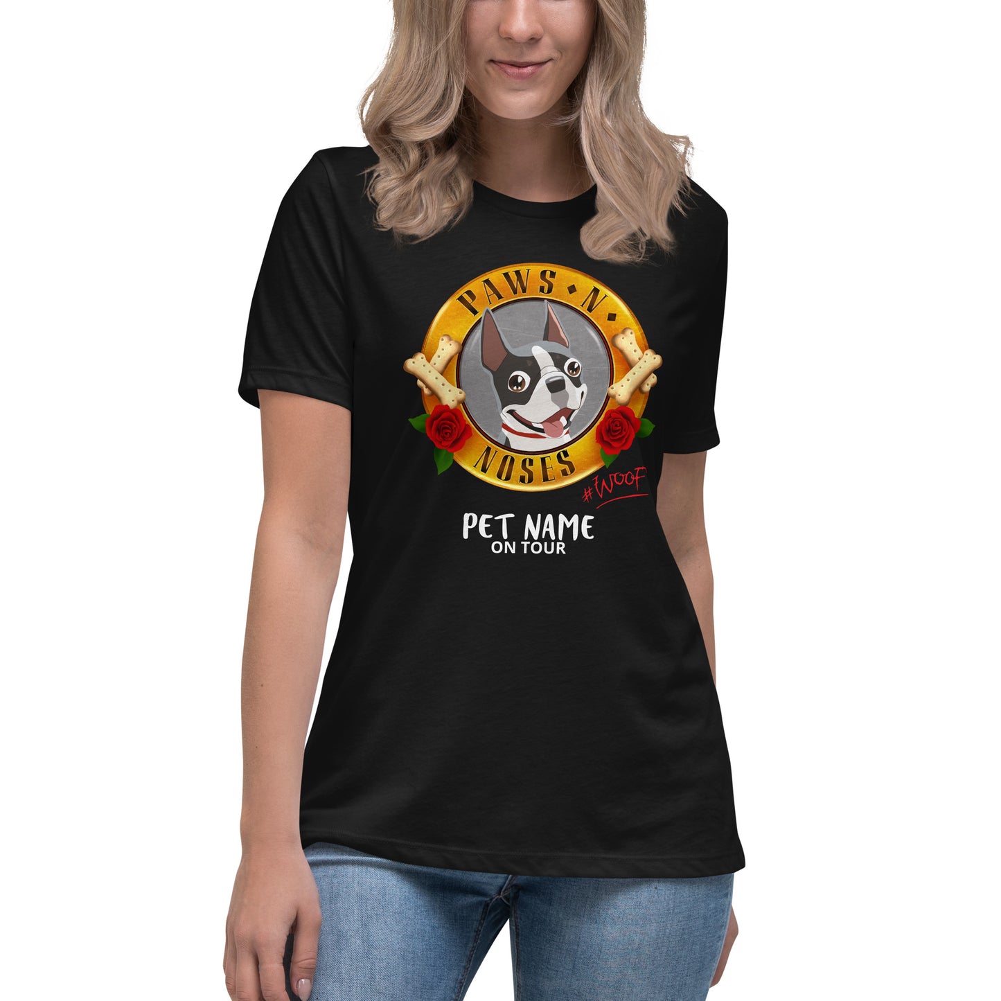 Boston Terrier (Black/White) -  Women's Paws 'n' Noses T-Shirt