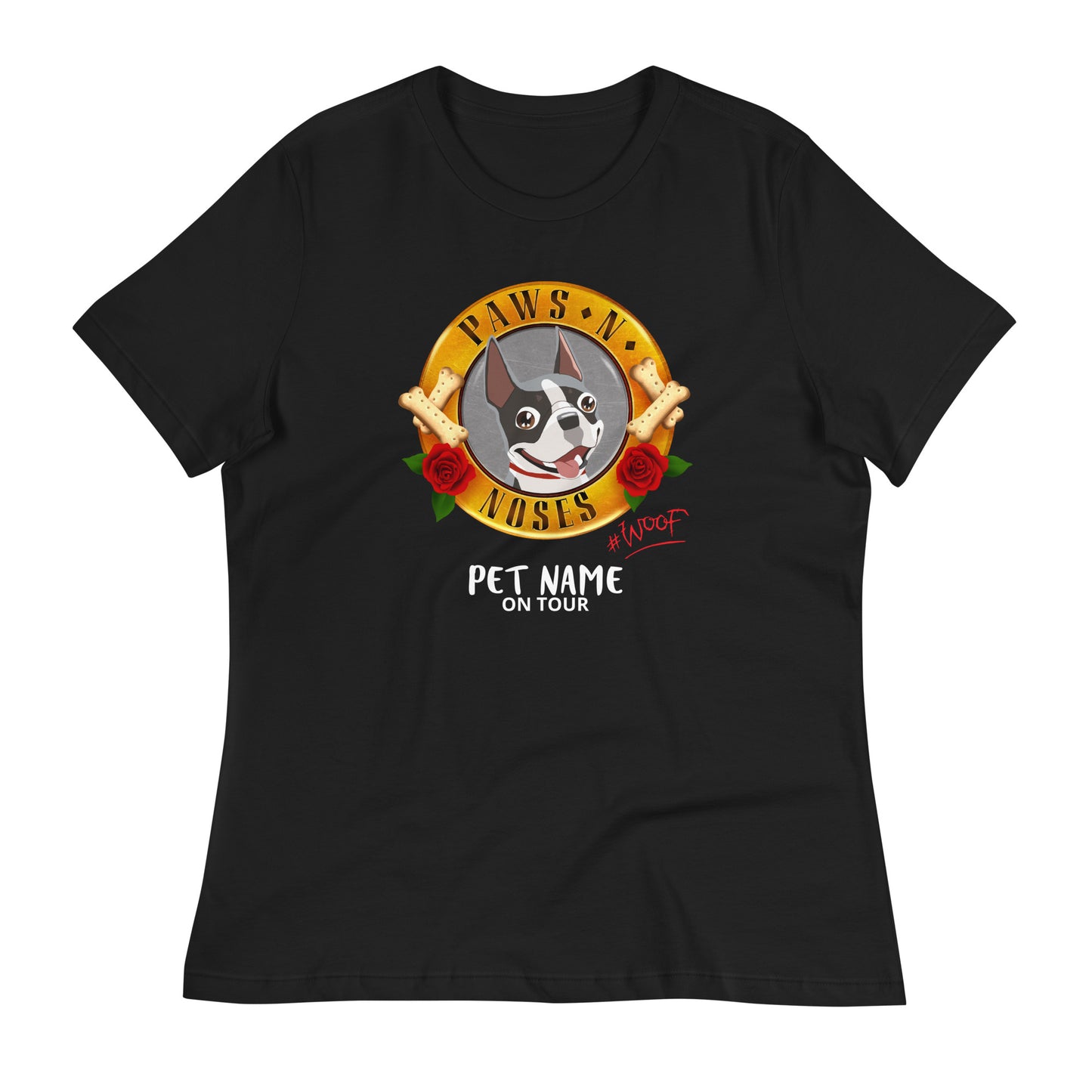 Boston Terrier (Black/White) -  Women's Paws 'n' Noses T-Shirt