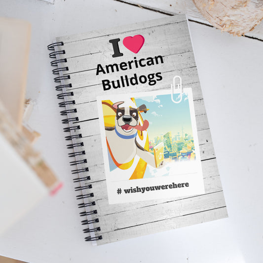 American Bulldog (Brindal Brown/White ) - Spiral notebook